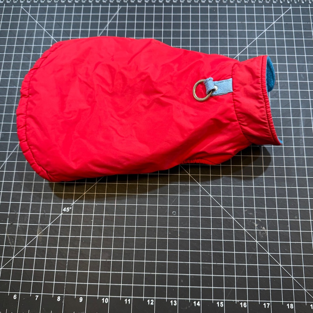 Red Quilted Dog Vest Fleece Lined Pet Jacket with Leash D-Ring Small- Fall